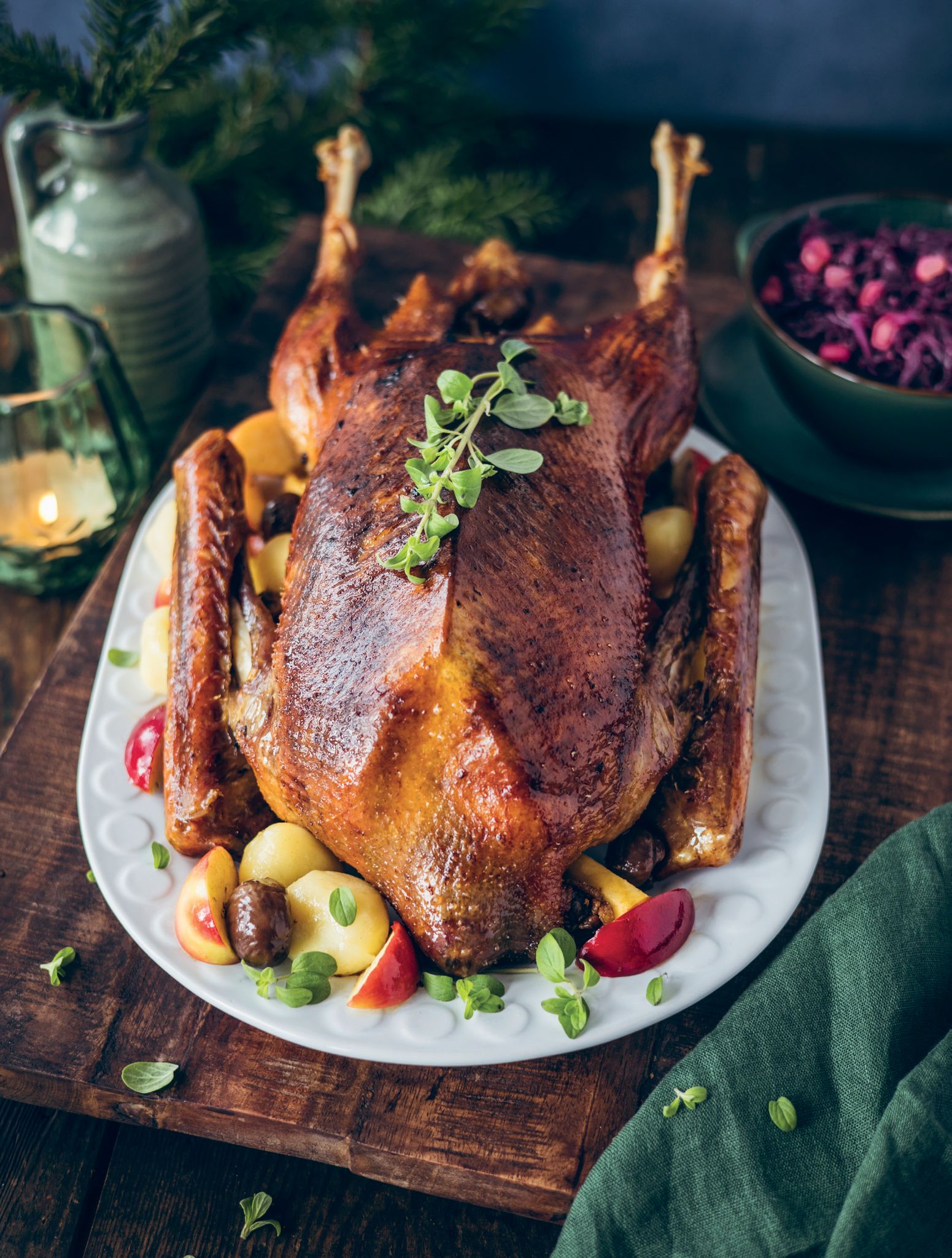 Rezept für einen knusprigen Gänsebraten mit Blaukraut